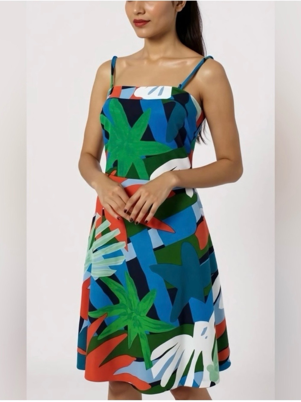 Ann Taylor Factory Tropical Print Sundress Multicolor Fit & Flare Size 0P